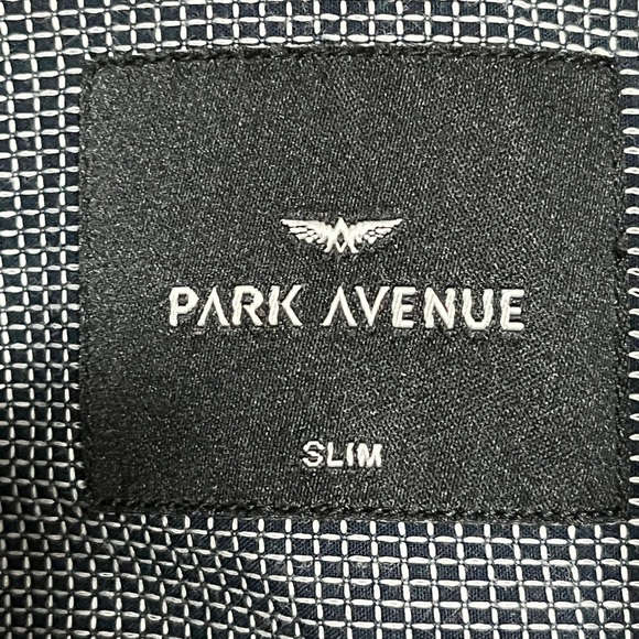 Park Avenue Slim Fit Dress Shirt - 16.5”/42cm, Navy Grid Pattern, 100% Cotton - Picture 7 of 11